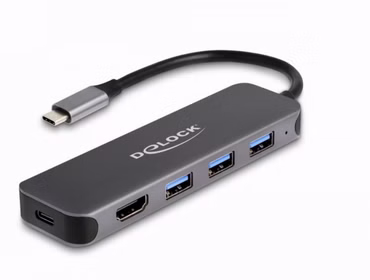 Delock 3 Port USB Hub und 4K HDMI Ausgang mit USB Type-C Anschluss und PD 85 Watt