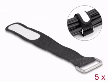 Delock Klettkabelbinder mit Schlaufe und Beschriftungsfeld L 127 x B 20 mm schwarz 5 Stück