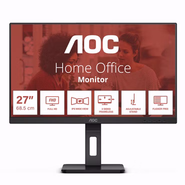 AOC 27E3QAF - LED-Monitor - 68.6 cm (27") - 1920 x 1080 Full HD (1080p) @ 75 Hz - IPS - 1000:1 - 4 ms - HDMI, VGA, DisplayPort - Lautsprecher - Textured Black