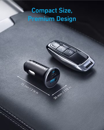 Anker 323 - Auto-Netzteil - 52.5 Watt - 3 A - IQ 3.0, Fast Charge - 2 Ausgabeanschlussstellen (USB, 24 pin USB-C) - Schwarz