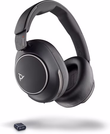 Poly Voyager Surround 80 UC - Voyager Surround 80 series - Headset - ohrumschließend - Bluetooth - kabellos - aktive Rauschunterdrückung - Adapter USB-C via Bluetooth - Schwarz - Certified for Microsoft Teams Open Office