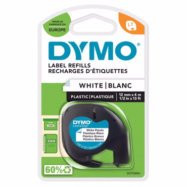 Dymo Letratag Band Plastik weiß 12 mm x 4 m 91221