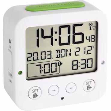 TFA 60.2528.02 Bingo weiß Funk Wecker mit Temperatur