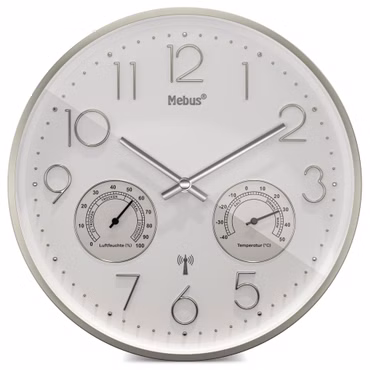 Mebus 12989 Funkwanduhr mit Thermo-Hygrometer