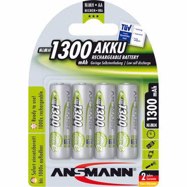 1x4 Ansmann maxE NiMH Akku Mignon AA 1300 mAh
