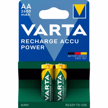 1x2 Varta Rechargeable Accu AA NiMH 2600 mAh Mignon