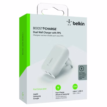 Belkin BOOST Charge 37W Duallad. USB-C 25W PD + USB-A WCB007vfWH