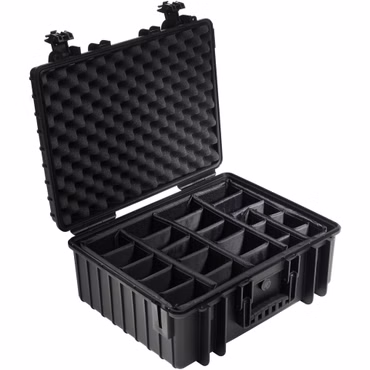 B&W Outdoor Case Type 6000 schwarz mit Facheinteilung