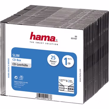 1x25 Hama CD-Leerhülle CD-Box- Slim Schwarz 51167