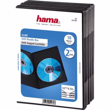 1x10 Hama DVD-Doppel-Leerhülle Slim 75% Platzsparnis 51184