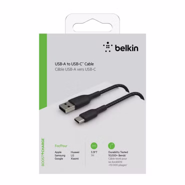 Belkin USB-C/USB-A Kabel 1m ummantelt, schwarz CAB002bt1MBK
