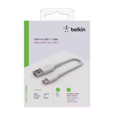 Belkin USB-C/USB-A Kabel 15cm PVC, weiß CAB001bt0MWH