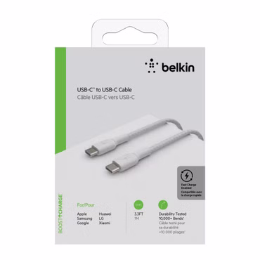 Belkin USB-C/USB-C Kabel 1m ummantelt, weiß CAB004bt1MWH