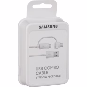 Samsung Datenkabel Micro-USB zu USB-A inkl USB-C Adapter Weiß