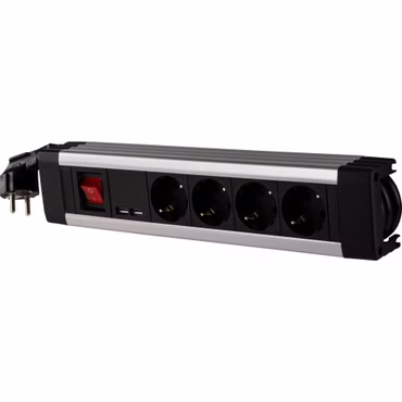 REV Steckdosenleiste 4-fach + KS USB SupraLine Schalter schwarz