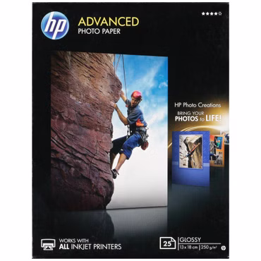 HP Advanced Glossy Photo Paper 13x18 cm, 25 Blatt, 250 g Q8696A