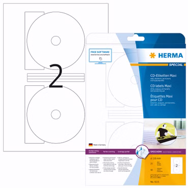 Herma CD-Etiketten rund 116 25 Blatt DIN A4 50 Stück 5115