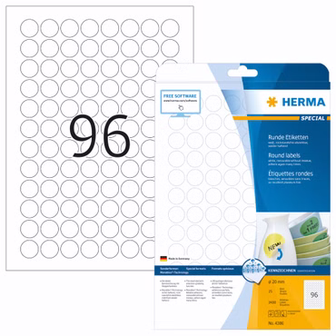 Herma Movables Etiketten rund 20 25 Blatt DIN A4 2400 Stück 4386