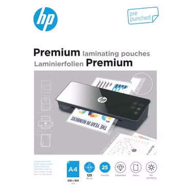 HP Premium Laminierfolien A4 mit Lochung, 125 Micron