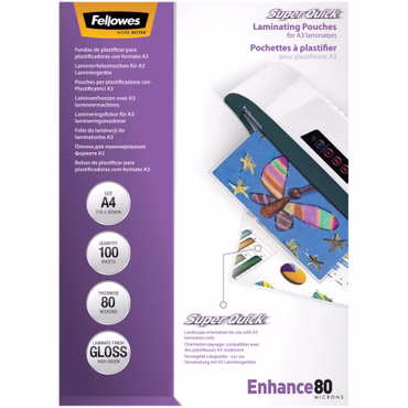 Fellowes SuperQuick A4 80 mic glänzend