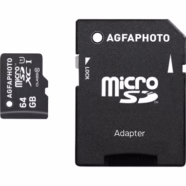 AgfaPhoto MicroSDXC UHS-I 64GB High Speed Class 10 U1 + Adapter