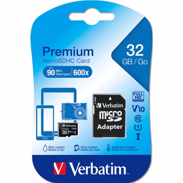 Verbatim microSDHC 32GB Class 10 UHS-I incl Adapt. 44083