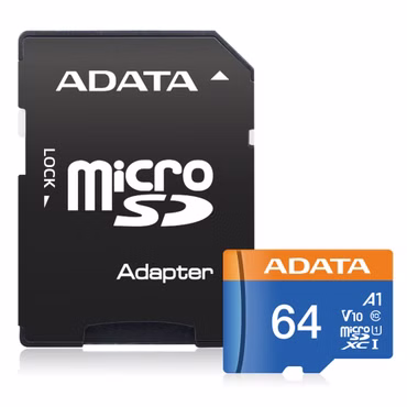 ADATA CARD MICROSDHC 64GB UHS-I CL10 100/20 MB/s W/1 Adap.