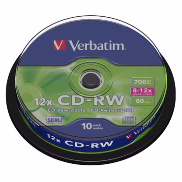 1x10 Verbatim CD-RW 80 / 700MB 10x Speed, Spindel