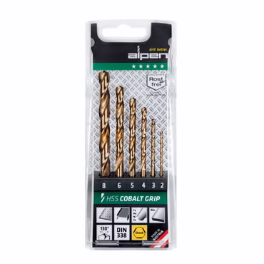 Alpen Kassette HSS Cobalt GRIP 3 -kant TM 6, 2-3-4-5-6-8
