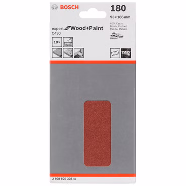 Bosch Schleifblatt C 430 Holz + Lack 93x186MM Körnung 180 10 St.