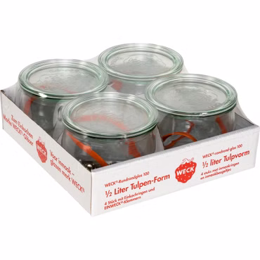 WECK Rundrandglas Tulpe 0,5l 4er Pack
