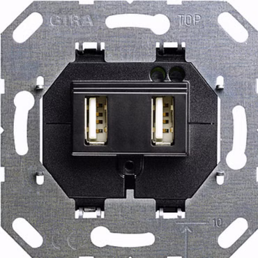 GIRA 235900 USB-Spannungsversorgung 2fach Typ A/A Einsatz Schwarz