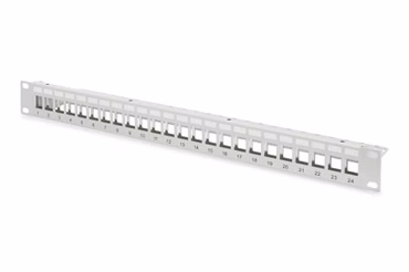 Modular Patch-Panel leer 1HE DN-91410 geschirmt RAL7035, für 24 Keystone Jacks