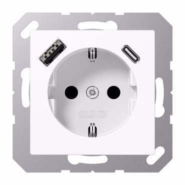 Jung SCHUKOsteckdose m.USB A1520-15CAWW Typ AC alpinweiß