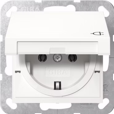 GIRA 445427 SCHUKO-Steckdose Klappdeckel System 55 Reinweiß seidenm.