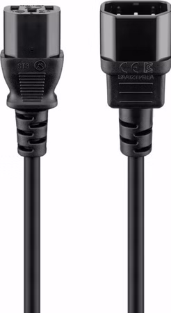 Kaltgeräte-Verlängerungskabel C14 > C13 (schwarz, 3 Meter, gerade Stecker)