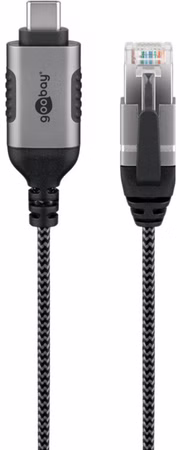 Ethernet-Adapterkabel USB-C 3.2 Gen2 > RJ-45 (schwarz/grau, 10 Meter)