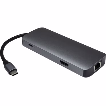 Argus H-428 7in1 Adapter (dunkelsilber, USB-A, USB-C, HDMI, RJ-45)