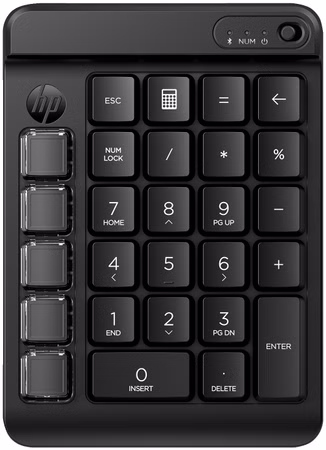 HP 430 - Tastenfeld - 9 programmierbare Tasten, geringer Tastenhub, austauschbare Tastenkappen mit Aufklebern - kabellos - Bluetooth 5.3 - Englisch - tiefschwarz