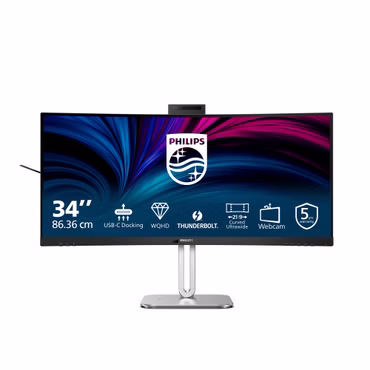 Philips 34B2U6603CH - 6000 Series - LED-Monitor - gebogen - 86.36 cm (34") - 3440 x 1440 WQHD @ 120 Hz - VA - 550 cd/m² - 4000:1 - DisplayHDR 400 - 4 ms - Thunderbolt 4, 2xHDMI, DisplayPort - Lautsprecher - holzkohlefarben