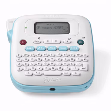 Brother P-Touch PT-N25BT - Beschriftungsgerät - s/w - Thermodirekt - 12 mm Breite - 180 dpi - bis zu 12 mm/Sek. - Bluetooth LE - Cutter - Vertikaler Druck, Spiegelschrift, Druckvorschau, 2-zeiliger Druck - weiß, Blau