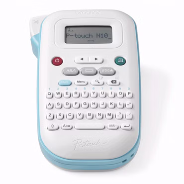 Brother P-Touch PT-N10 - Beschriftungsgerät - s/w - Thermodirekt - 12 mm Breite - 180 dpi - bis zu 9 mm/Sek. - Cutter - Druckvorschau, 2-zeiliger Druck, Vertikaler Druck - weiß, Blau