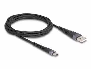 Delock USB 2.0 Kabel USB Typ-A Stecker zu USB-C Stecker mit verlängertem Knickschutz 2 m