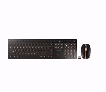 CHERRY DW 9100 SLIM - Tastatur-und-Maus-Set - kabellos - 2.4 GHz, Bluetooth 4.2 - QWERTY - US mit Euro-Symbol - Tastenschalter: CHERRY SX - schwarz/bronze