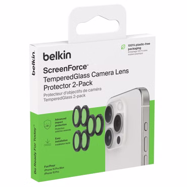 1x2 Belkin Kameralinsenschutz TempGlass iPhone 15Pro/15ProMax