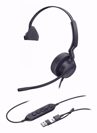 UH42 Mono (schwarz, UC-Variante, USB-C- und USB-A-Anschluss)
