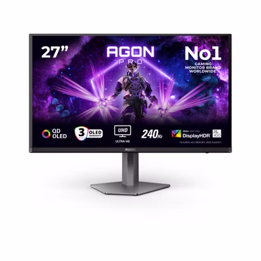 AGON Pro AG276UZD QD-OLED (67.3 cm (26.5 Zoll), schwarz (matt)/silber, UltraHD/4K, KVM, USB-Hub, HDMI, DP, USB-C, 240Hz Panel)