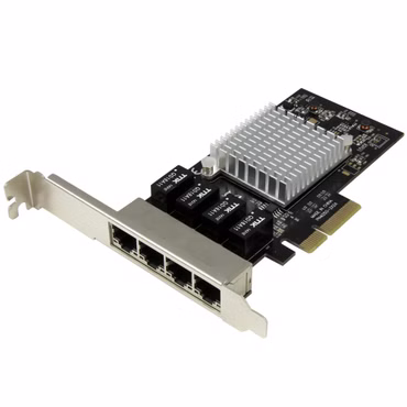StarTech.com 4 Port PCI Express Gigabit Ethernet Netzwerkkarte - Intel I350 NIC - 4-fach PCIe Netzwerk Adapter mit Intel Chip - Netzwerkadapter - PCIe x4 Low-Profile - 1GbE - 1000Base-T - Schwarz - für P/N: BNDTB10GI, BNDTB210GSFP, BNDTB310