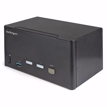 StarTech.com 2 Port DisplayPort KVM Switch - 4K 60 Hz UHD HDR - DP 1.2 KVM Umschalter mit USB 3.0 Hub mit 2 Anschlüssen (5 Gbit/s) und 4x USB 2.0 HID Anschlüssen, Audio - Hotkey - TAA (SV231TDPU34K) - KVM-/Audio-Switch - 2 x KVM/Audio - Des