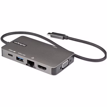 StarTech.com USB-C Multiport Adapter - USB-C auf 4K 30Hz HDMI oder 1080p VGA - USB Typ-C Mini Dock mit 100W Power Delivery Passthrough, 3-Port USB Hub 5 Gbit/s, GbE - 30cm Kabel (DKT30CHVPD2) - Dockingstation - USB-C - HDMI, VGA - 1GbE